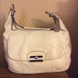 Coach Bag Genuine White Leather Large Size